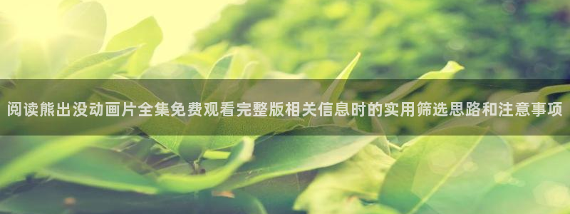 里番超乳动漫在线观看:阅读熊出没动画片全集免费观看完整版相关信息时的实用筛选思路和注意事项配图